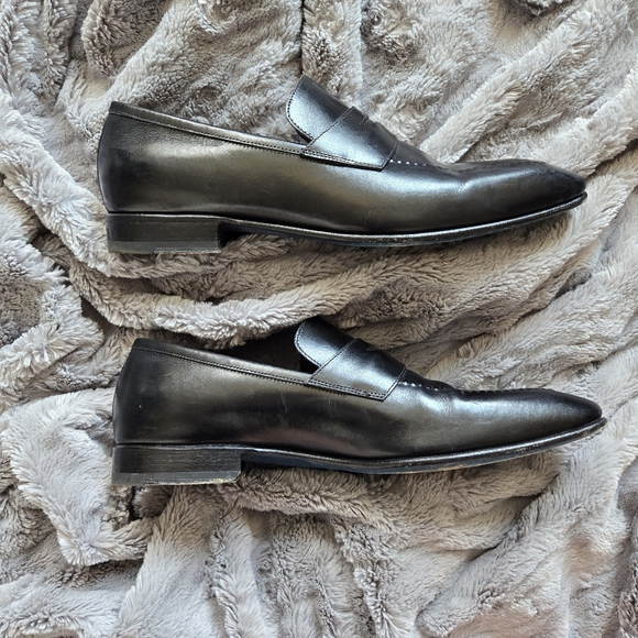 Harris Handmade Italian Black Leather Loafers Men's Size 11 - Picture 3 of 9